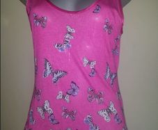 Pink top  butterflies patern size UK12 EUR40 Postage included