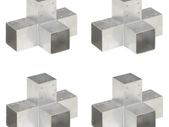 Post Connectors 4 pcs x Shape Galvanised Metal 91 x 91 mm