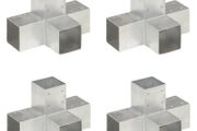 Post Connectors 4 pcs x Shape Galvanised Metal 91 x 91 mm