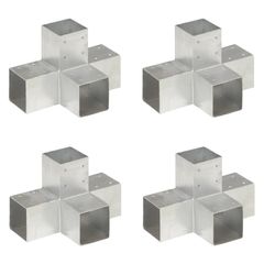 Post Connectors 4 pcs x Shape Galvanised Metal 91 x 91 mm