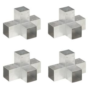 Post Connectors 4 pcs x Shape Galvanised Metal 91 x 91 mm