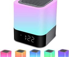 Bedside Lamp with Alarm Clock Bluetooth Speaker, Night Light Bedroom Decor RGB Color Changing Table Lamp, Gifts for Teenage Girls, Boys, Gifts for Women, Kids Birthday