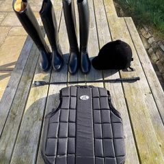 Horse Riding Gear, Boots, Whip, Helmet & Body Vest Protection