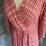 Free Post today ONLY- Avoca Anthology Multi Coloured Pink Faux Wrap Dress with flattering neckline- Size 2 and Free Necklace Image 3