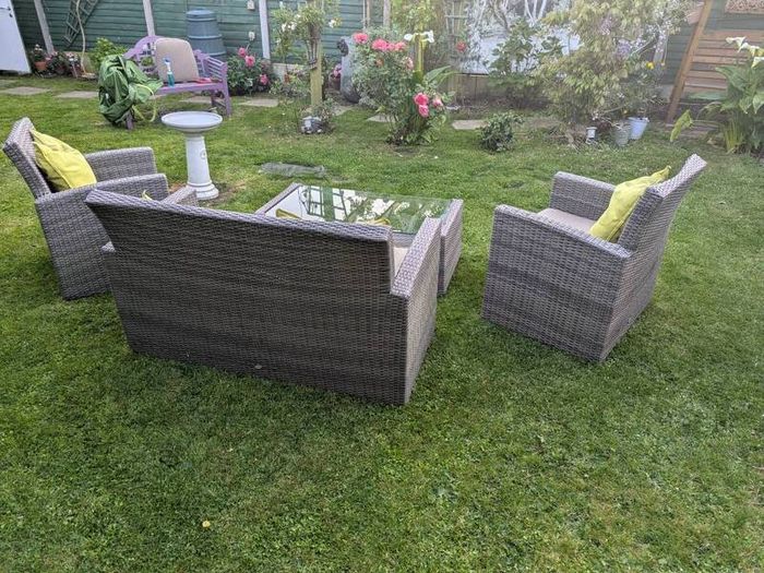 rathan two seater couch and 2 chairs