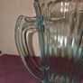 Art Deco Turquoise Aqua Pressed Glass Pitcher Image 4
