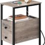 2 Side Tables, Narrow Bedside Rustic Greige and Black Image 2
