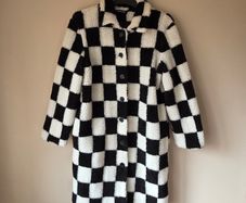 Checkerboard Teddy Oversized Jacket  Size 14