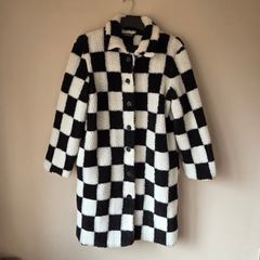 Checkerboard Teddy Oversized Jacket  Size 14