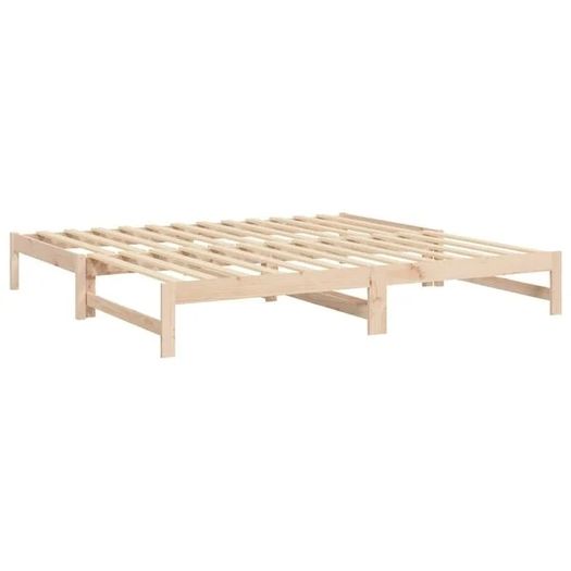 Day Bed | Natural Wood | Solid Pine Wood | Standard Double | Pull-Out