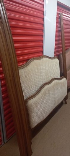 Antique French Oak and Upholstered Queen size bed  circa 1930s in Great condition