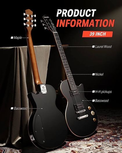 LP Electric Guitar Kit Full Size Guitar Starter Set 39 Inch Solid Body with Bag, Strap, Cable (FREE SHIPPING)