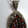 Vintage Beautiful Sterling Silver 925 Pendant With Garnet & Marcasite 18"  Chaine 10,7g Image 5