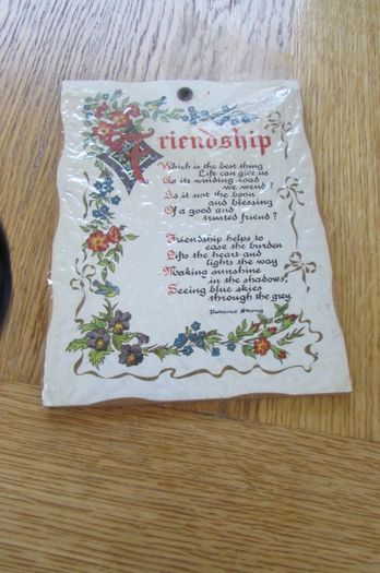 Vintage Wooden "Friendship" Plaque for Sale