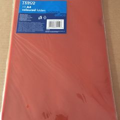 10 Packs of 10 A4 Coloured Plastic Folders (100 folders in total)