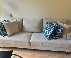 Beige Corduroy 3-Seater Sofa