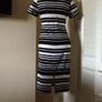 Beautiful Black/White Striped Fitted Dress (Size 10) Image 4