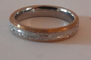 Rose Gold and silver plated meteorite ring size 7