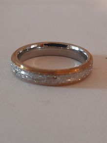 Rose Gold and silver plated meteorite ring size 7