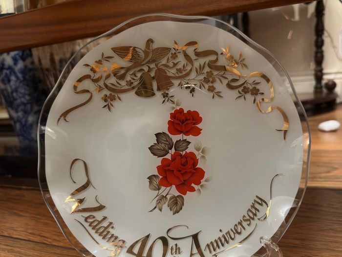 Vintage Anniversary Glass Plate