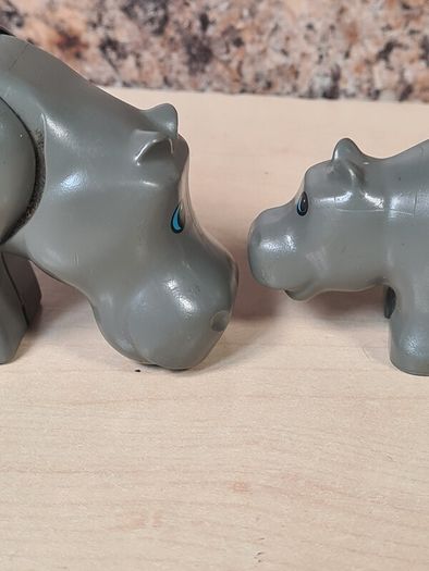 Vintage LEGO DUPLO Hippopotamus adult and baby big small