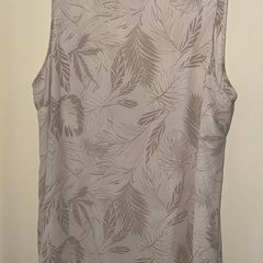 Primark Cream and Beige Leaf Patterned Sleeveless Top