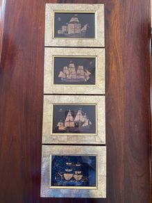 Prints - Set of 4 Vintage Sailing Boats - Glazed/Framed