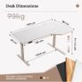 L-shaped Height Adjustable Desk, 160 x (60-90 cm), Electric Standing Desk Image 2