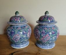 Vintage pair of ginger jars