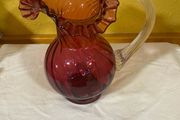 vintage  fenton cranberry glass pitcher