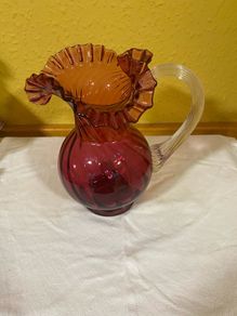 vintage  fenton cranberry glass pitcher