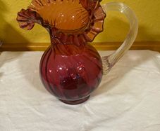 vintage  fenton cranberry glass pitcher