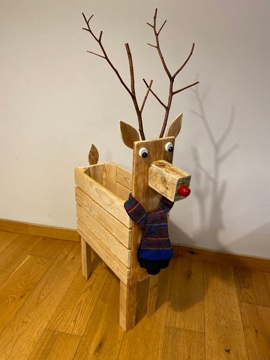 Rudolph. Apple Crate Christmas decoration