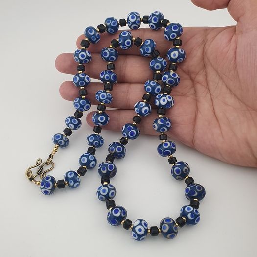Antique Venetian Style Thousand Eyes Glass Beaded Necklace