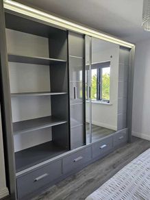 Sliding Doors Wardrobe Sycylia 253cm LED - Grey