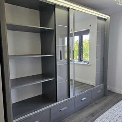 Sliding Doors Wardrobe Sycylia 253cm LED - Grey