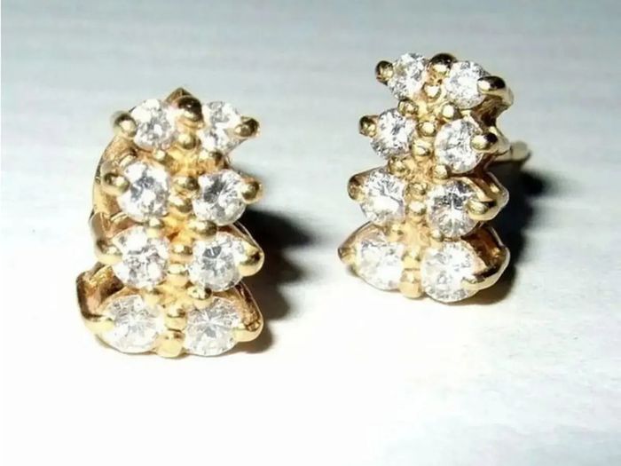 Vintage 18K Yellow Gold Diamond Cluster Earrings
