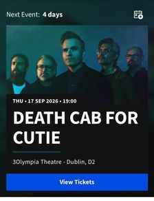 Death Cab for Cutie - 17/9/26 - Standing Ticket