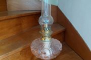 Antique French large pink glass oil lamp works