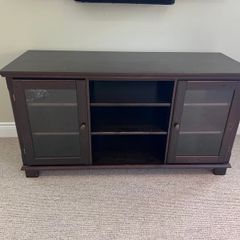 IKEA MARKOR Solid Wood Bookcase with Lights and TV Unit Set. Dark Brown, excellent condition