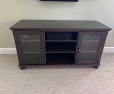 IKEA MARKOR Solid Wood Bookcase with Lights, and TV Unit Set. Dark Brown, Excellent condition