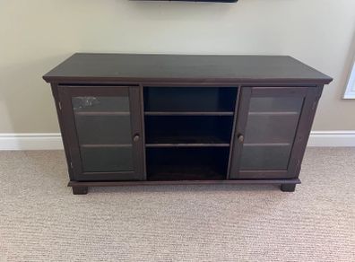 IKEA MARKOR Solid Wood Bookcase with Lights, and TV Unit Set. Dark Brown, Excellent condition