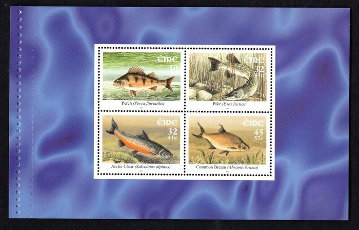 2001 Ireland Freshwater Fish Commemorative Stamp Booklet Mint Never Hinged (MNH). Photos of contents shown.