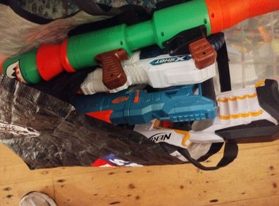 Bag of Nerf guns