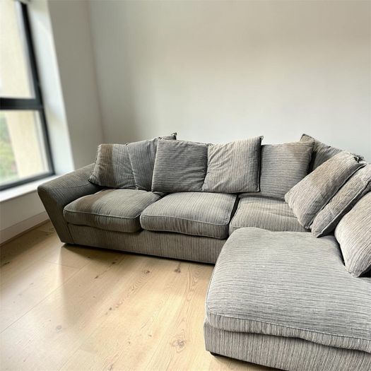 Grey corduroy corner sofa
