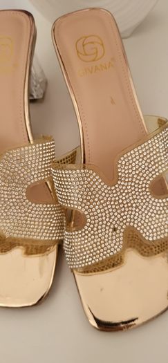GIVANA bling sliders with perspex heel Sz 40 (Fit 6.5-7UK)