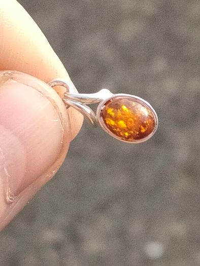Sterling Silver Amber Pendant set