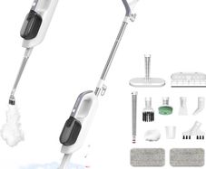 Steam Mop 12-in-1 with Detachable Handheld Floor Steam Cleaner 3 Steam Levels, 470ml Water Tank, 15s Heat-Up, Continuous Steam, Fragrance Compartment and Accessories for Sealed Hard Floors