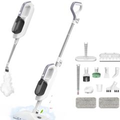 Steam Mop 12-in-1 with Detachable Handheld Floor Steam Cleaner 3 Steam Levels, 470ml Water Tank, 15s Heat-Up, Continuous Steam, Fragrance Compartment and Accessories for Sealed Hard Floors