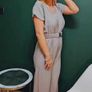 Jumpsuit with a decorative belt and tied back Image 4